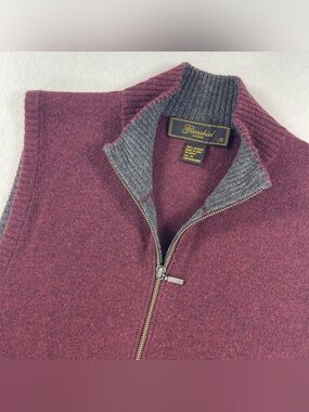 Glenshiel Luxe Vest Mens M Burgundy Full Zip Cashmere Sweater Classic Layering